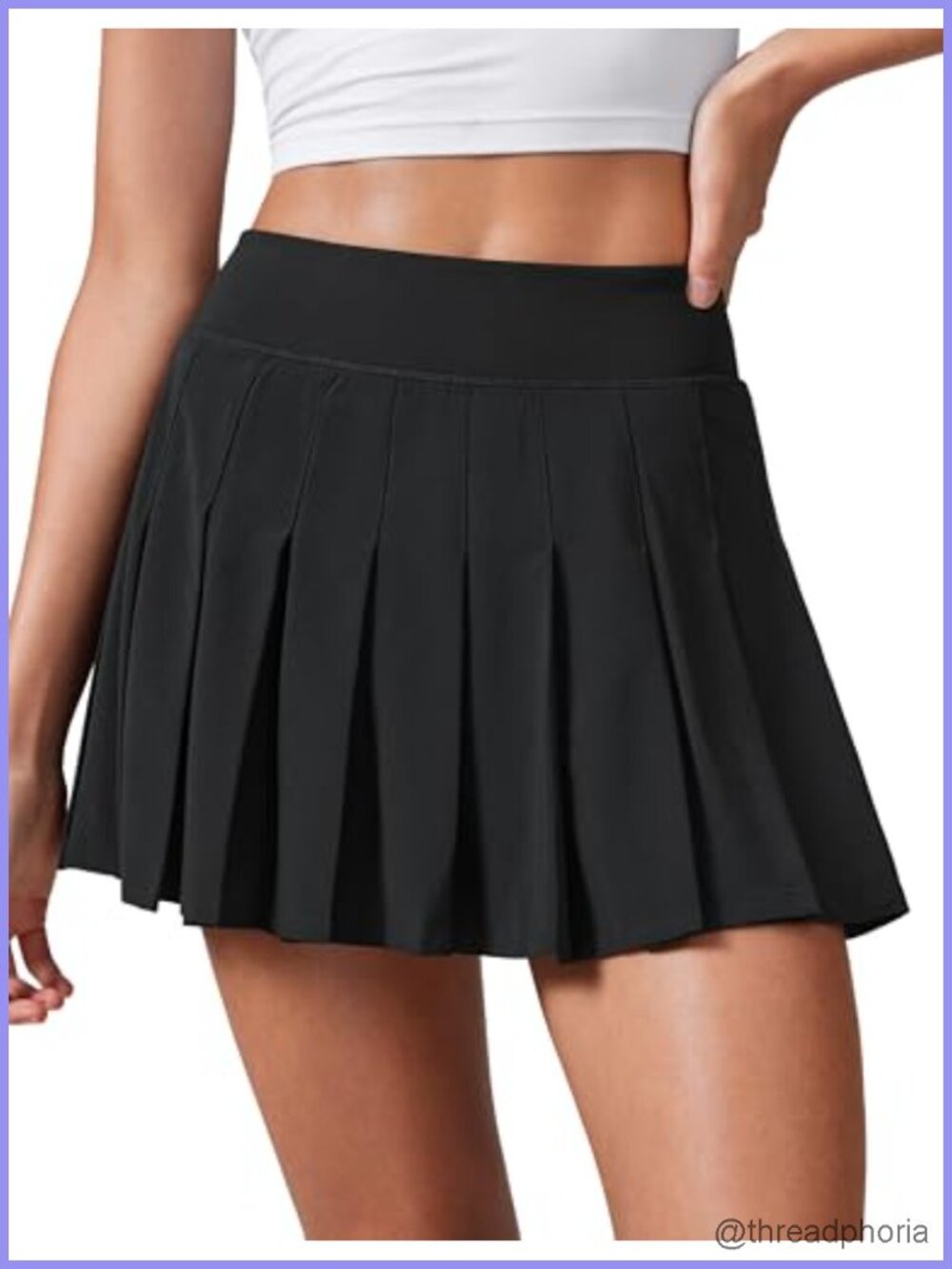 CRZ YOGA Quick-Dry High Rise Pleated Tennis Skort with Built-in Shorts